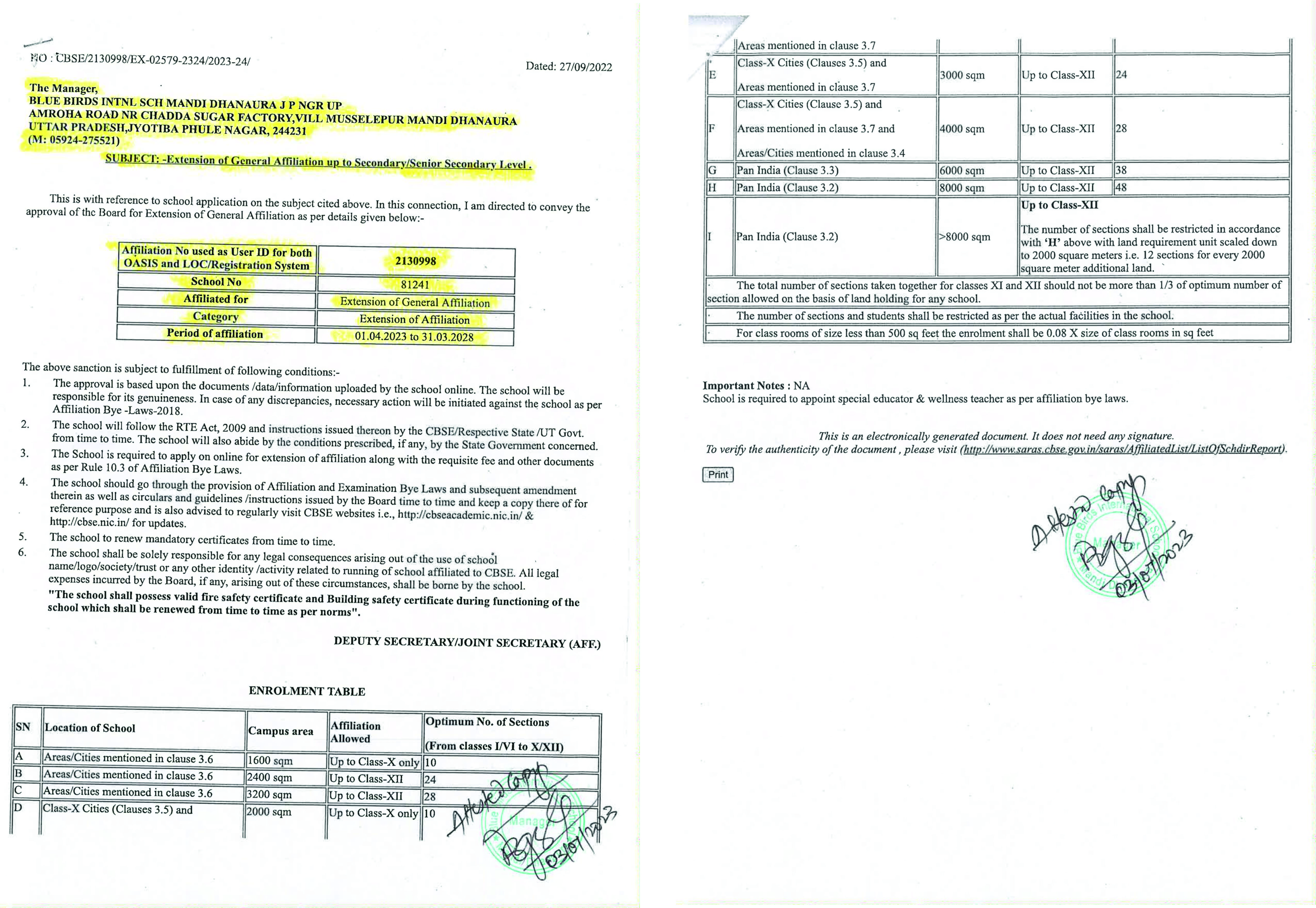 Certificate of Renewal of Society